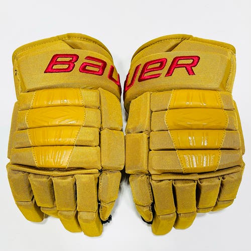 GAME USED Boston University 100 Year Anniversary Throwback Bauer Pro Series Gloves-14"