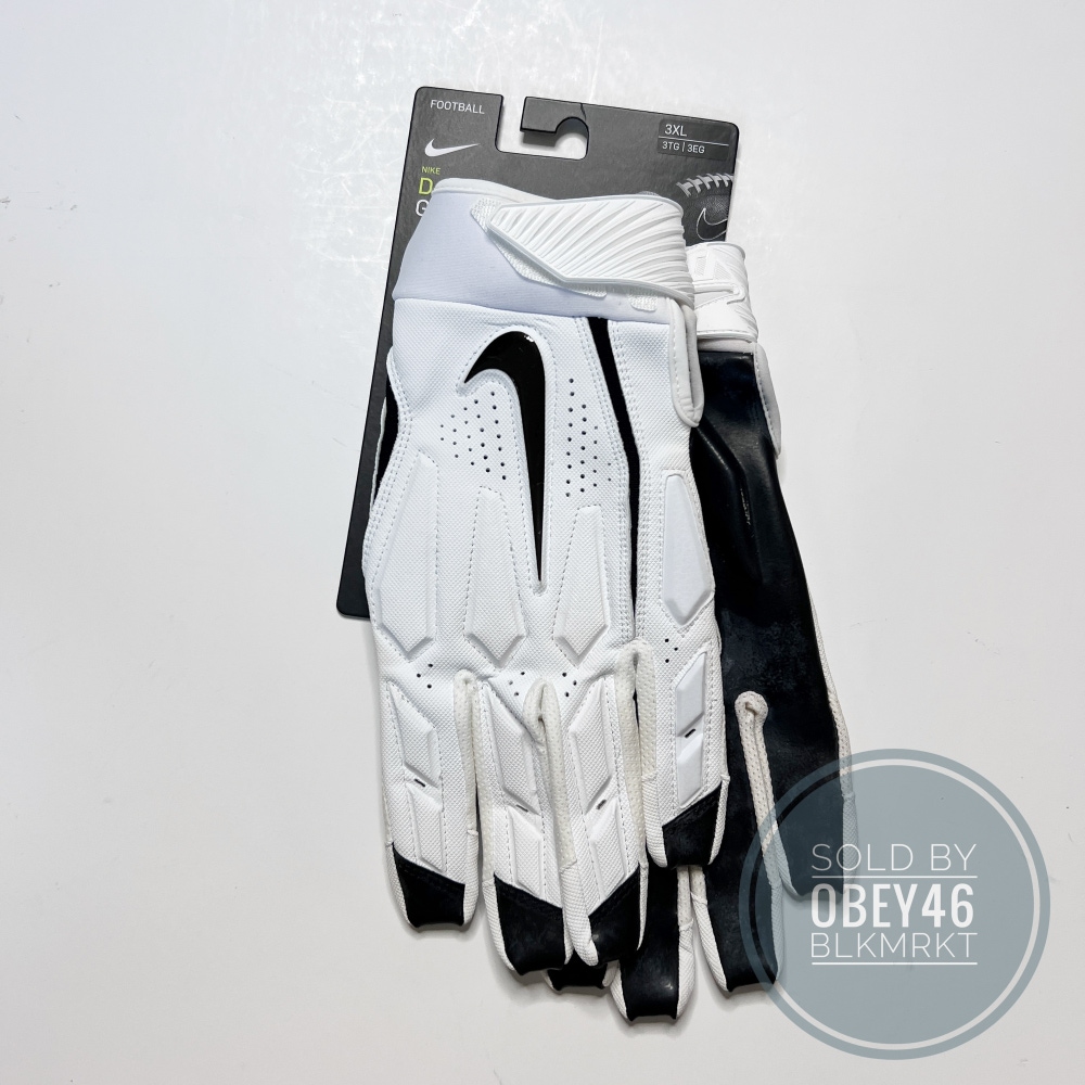 Nike D-Tack Lineman Padded Football Gloves White