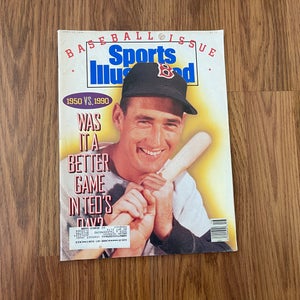 Boston Red Sox Ted Williams MLB BASEBALL 1990 Sports Illustrated Magazine!