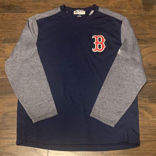 Boston Red Sox Majestic MLB Authentic On Field Therma Base Blue Pullover  Sz LG