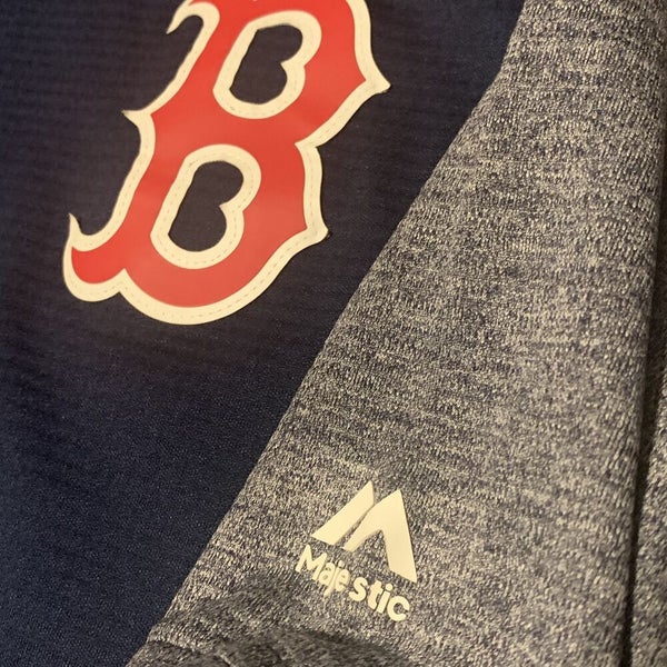 Boston Red Sox Majestic MLB Authentic on Field Therma Base Blue Pullover Sz LG