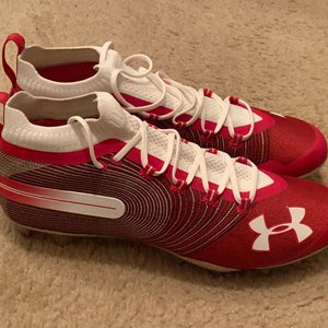 Under Armour Spotlight Football Cleats Red/White Mens Size 11.5