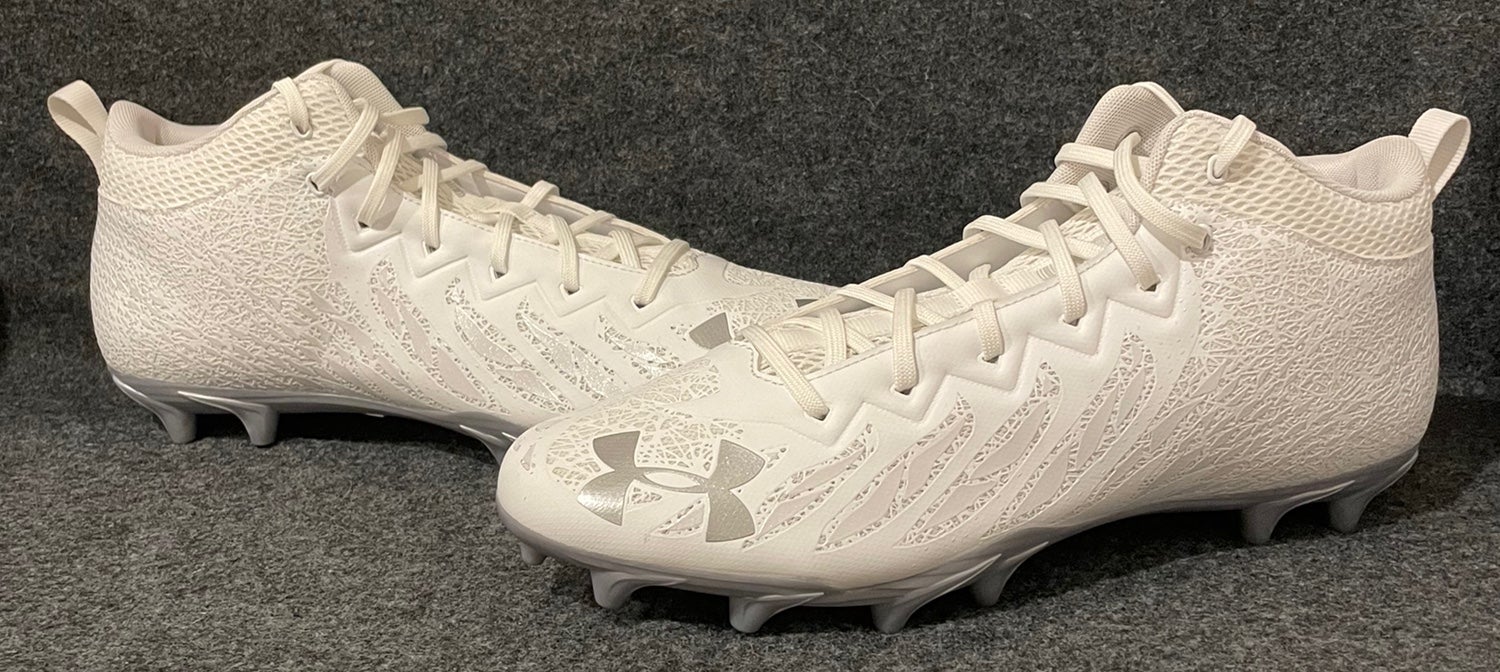 Under Armour UA Hammer Mid MC Men\'s Football Cleats size 13 White/Silver large_b45bbd66-7e41-4823-811c-  main image 4