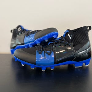 Size 13 Under Armour C1N MC Football Cleats Black Blue 3021190-004 RARE