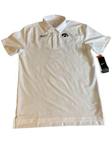 NWT Nike Dry Iowa Hawkeyes On Field Men’s Short Sleeve Polo UPF 40+ White Size M