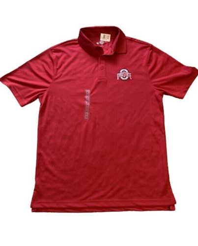 NWT Scarlet & Gray Ohio State Buckeyes Men's Carbon Polo Adult Shirt  Red Size S