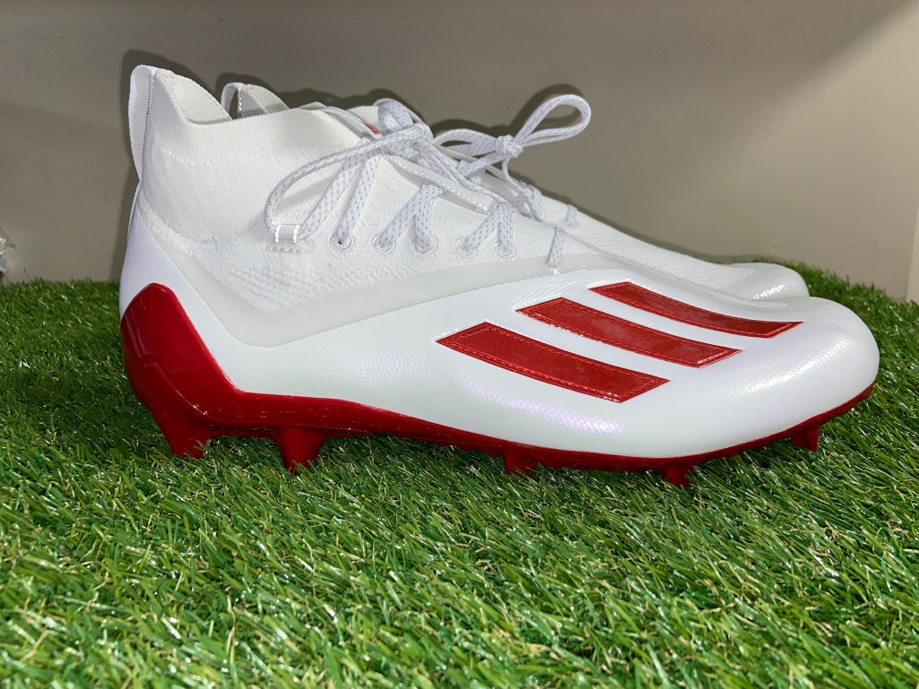 Adidas SM Adizero Primeknit Red White Football Cleats Men's Size 12.5 GZ0424 NEW
