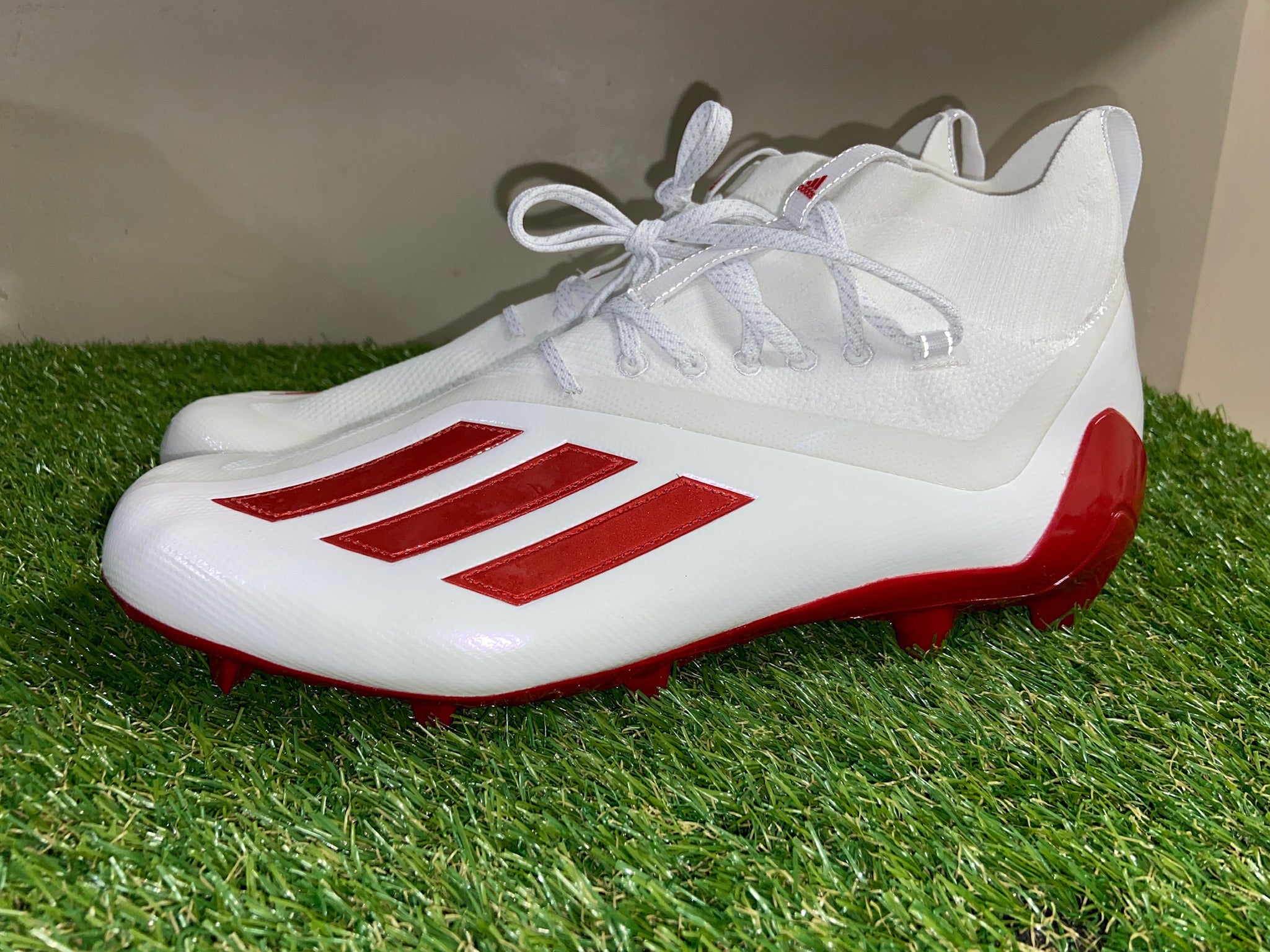 Adidas Adizero Primeknit Red / White Football Cleats Men\'s Sz 10.5 HP8745 NWOB adidas Adizero Primeknit for Sale | Authenticity Guaranteed  main image 3