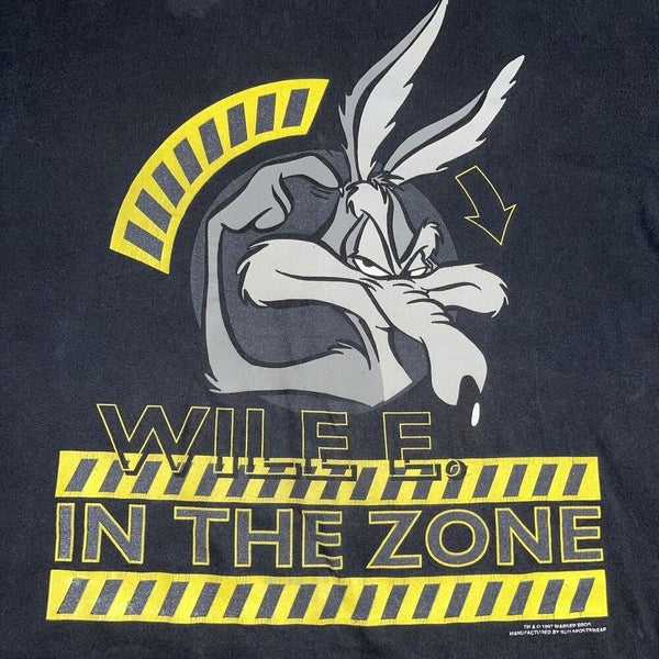 Vintage Wile E. Coyote Looney Tunes T-Shirt 1997 Warner Bros Black