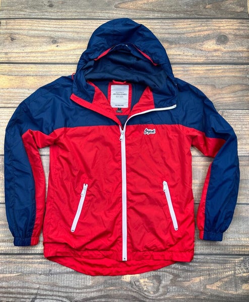 Jack & Jones Originals Windbreaker Jacket With Color Blocking Blue & Red Men's S