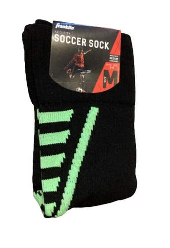 NWT Franklin Neo-Fit Kids Soccer Socks Size Medium (Shoe Size 2-5) Black Green