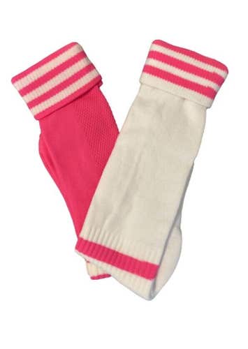NWT Franklin 2 Pack Youth Soccer Socks White Pink Size Medium (2-5) Made In USA