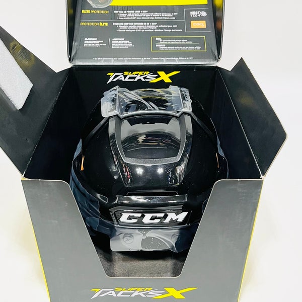 New NHL Pro Stock CCM Supertacks X Hockey Helmet-Small-Black