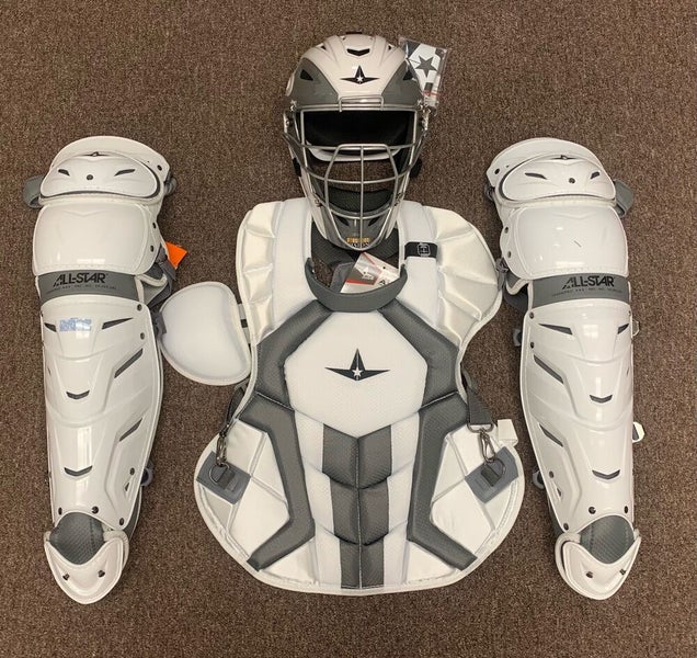 All Star System 7 Axis Adult 16+ Catchers Gear Set NOCSAE Sky Blue Columbia  Blue