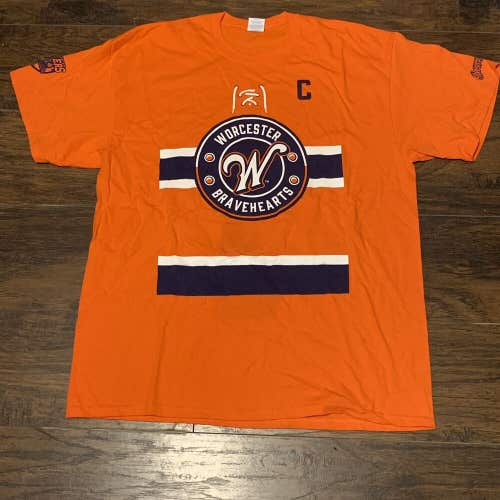 Worcester Bravehearts X Worcester Railers 21' Orange Hockey Night T-Shirt Sz XL