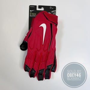 Nike D-Tack Lineman Padded Football Gloves Red 3XL