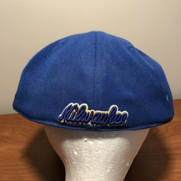 Milwaukee Brewers Hat Baseball Cap Fitted 7 1/2 Adult Mitchell Ness MLB  Blue USA