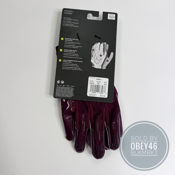Nike x Vapor Knit Elite Magnigrip Football Gloves Maroon 3XL