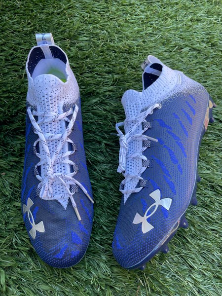 Men's Size 15 Under Armour Spotlight Lux MC White/Navy Blue