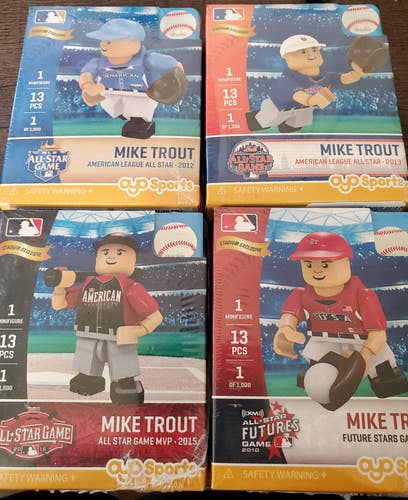 MIKE TROUT ALL STAR GAME MVP OYO FIGURE LOT OF 4 MINIFIGURE LEGO OOP BRAND NEW ANGELS OHTANI MILB