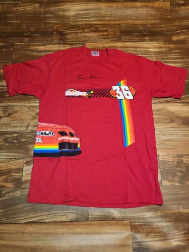 Vintage RARE Ernie Irvan Skittles Candy Food Promo Nascar Racing Signed Shirt L