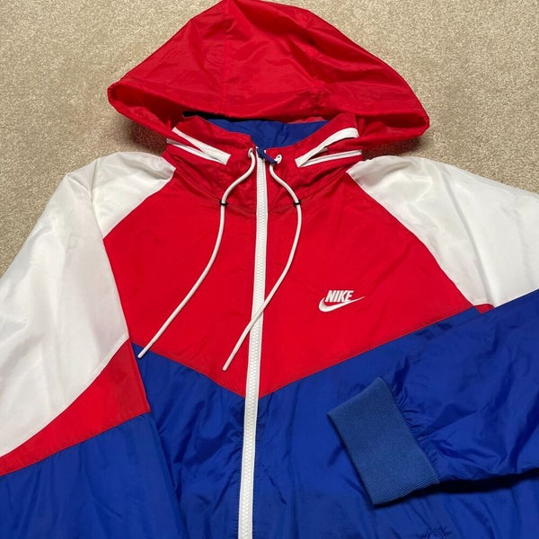 Horno Poderoso guisante Nike Jacket Men Large Red Blue Windbreaker Hooded Swoosh Logo Active Gym  Run | SidelineSwap