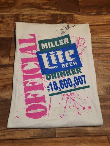 Vintage Nascar Racing Miller Lite Beer Promo Brian Vickers Signed T Shirt Large