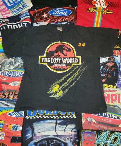 Vintage RARE 1997 Jeff Gordon Jurassic Park Nascar Movie Promo Black Shirt L/XL