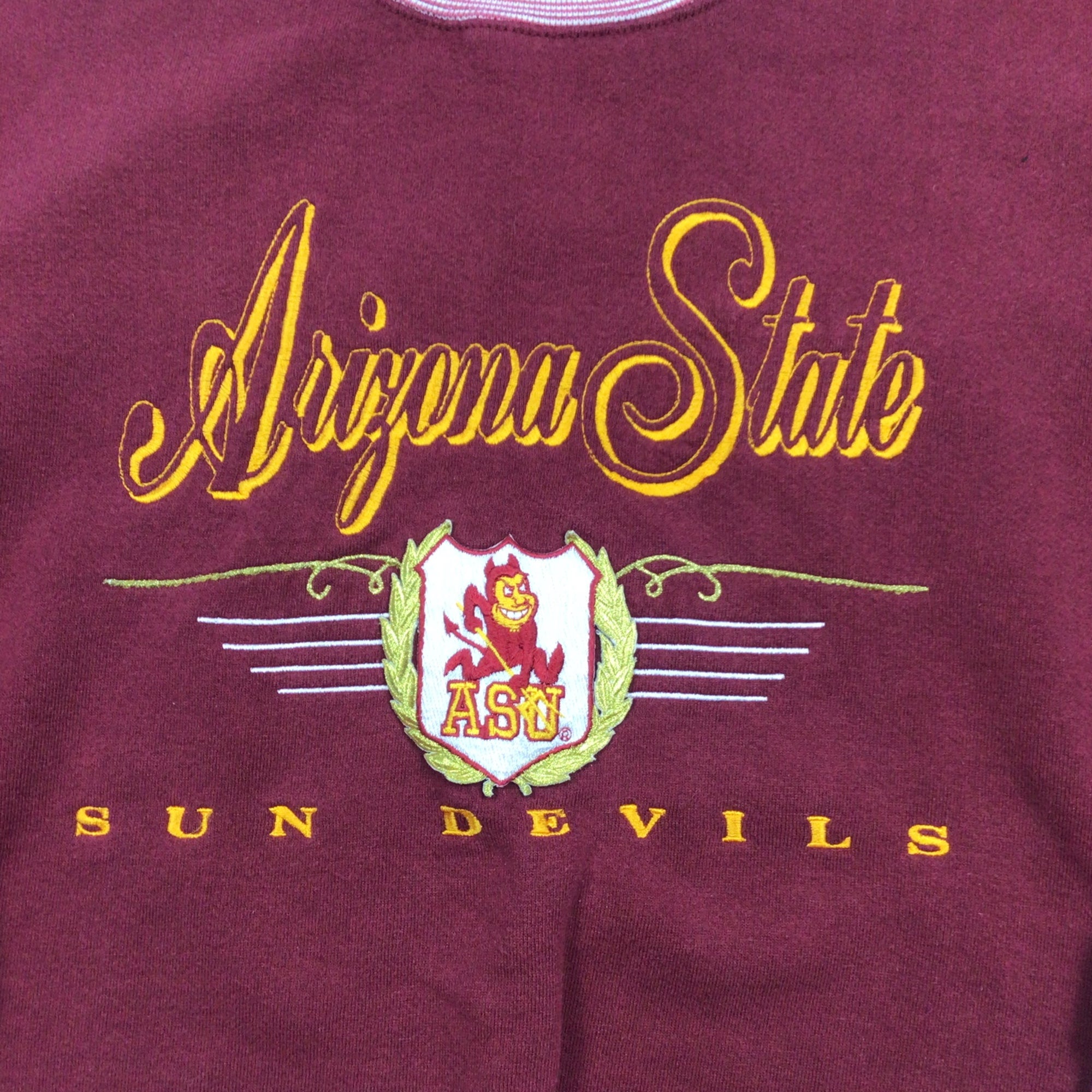 American Classic Vintage Arizona State Sun Devils University Reverse Weave Style Crewneck Sweatshirt. Tagged As An XL