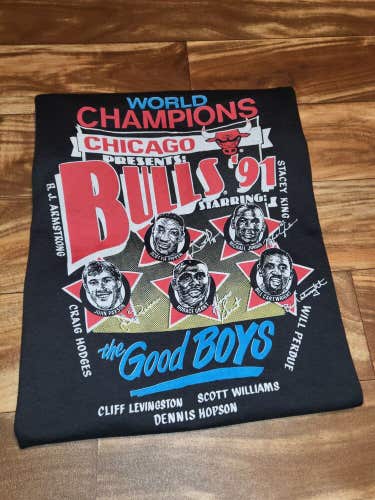 Vintage RARE Chicago Bulls 1991 NBA World Champions The Good Boys Rap T Shirt XL