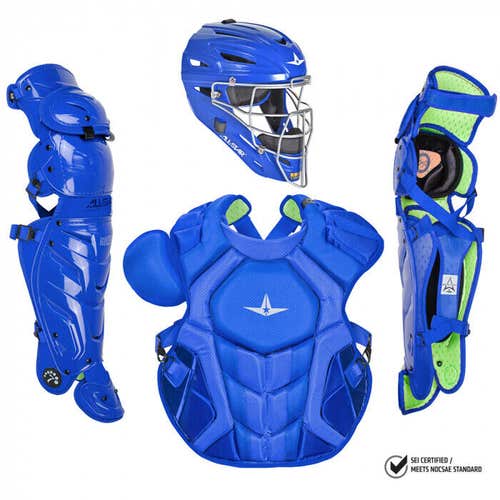 All Star System 7 Axis Adult 16+ Catchers Gear Set NOCSAE CKCCPRO1XS Solid Royal