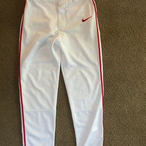 (Two Pairs) White with Red Stipe Youth Men's New Large Nike Dri Fit Game Pants
