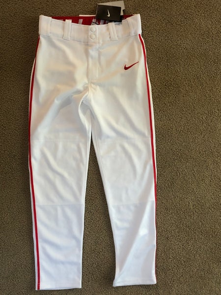 (Two Pairs) White with Red Stipe Youth Men's New Large Nike Dri Fit Game Pants
