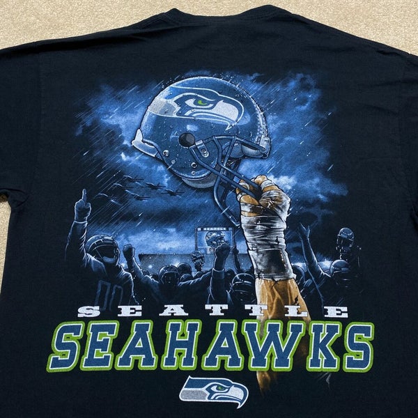 Majestic Seattle Seahawks Shirt Mens XL Blue Long Sleeve Cotton Top Adult  NFL