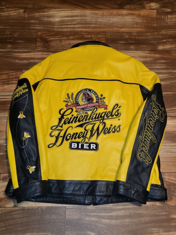 Vintage RARE Leinenkugel Honey Weiss Bier Leather Beer Promo Jacket