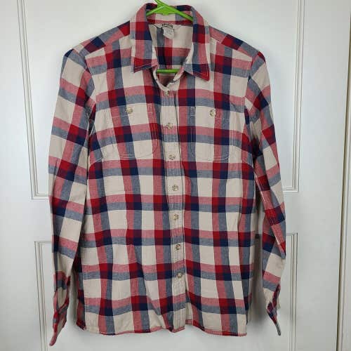 DULUTH TRADING CO Womens Flannel Button Up Plaid Shirt Size: XS