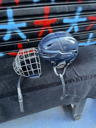 Navy blue Bauer hockey helmet size small adult