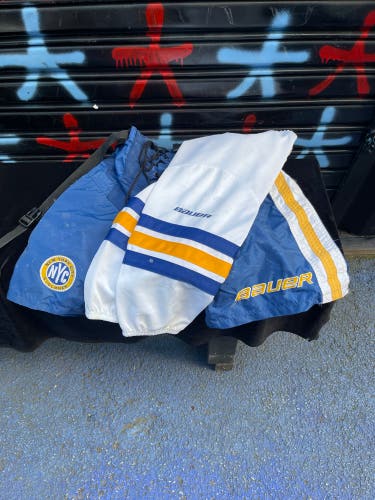 Adult senior size small navy yellow white pant covers with matching socks sabres