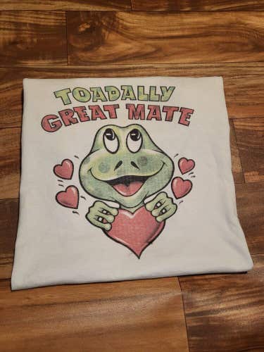 Vintage Frog Nature Toadally Great Mate Love Heart White T Shirt Size XL