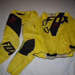 FOX180 Motocross Jersey/Pants Set, Black/Yellow, Youth Large, 10/26