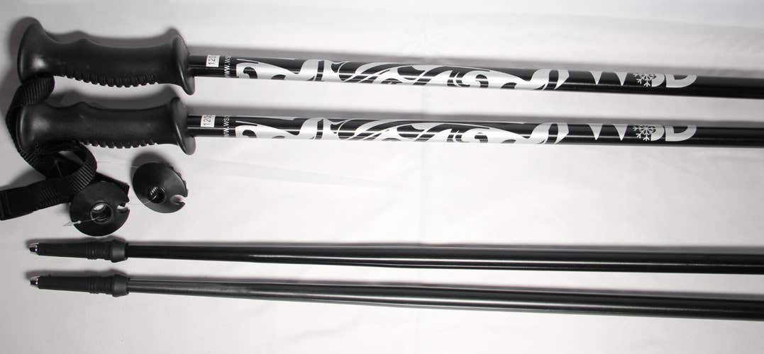 NEW Ski poles adult downhill/alpine Aluminum  black/silver Pair with baskets  115cm New