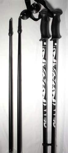 NEW Ski poles adult downhill/alpine Aluminum  black/silver Pair  120cm with  baskets  New