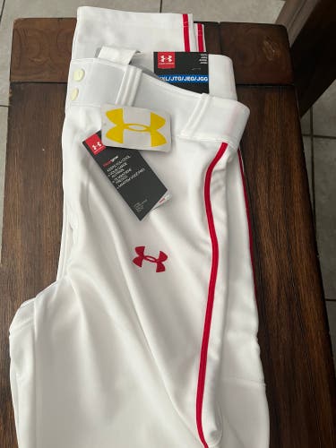 White New XL Under Armour Game Pants