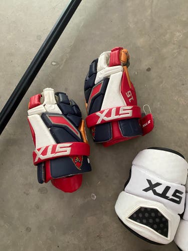 Used STX Cell III Lacrosse Gloves 13"