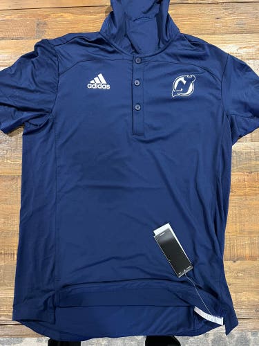 New Adidas Team Issued New Jersey Devils Polo M Blue Rare
