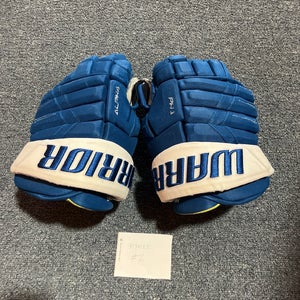 Game Used Blue Warrior Alpha DX PRO Stock Gloves Colorado Avalanche Megna 14”