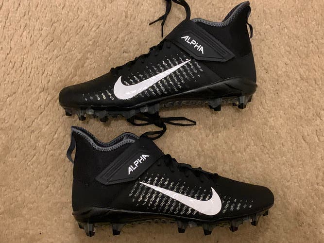 Nike Alpha Menace Pro 2 Mid Football Cleats Black White AQ3209-601 Men's Size 15