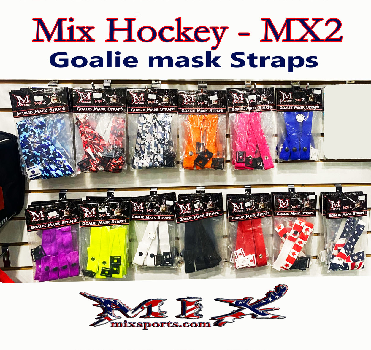 Mix Hockey (MX2) Goalie mask helmet Outside backplate straps (14 colors available)