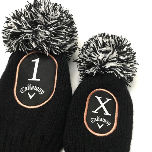 Callaway Fairway Wood Headcover Pom Pom Black White Set of 2