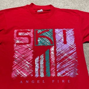 Ski Angel Fire New Mexico T Shirt Men Medium Adult Red Mountains Vintage 90s USA